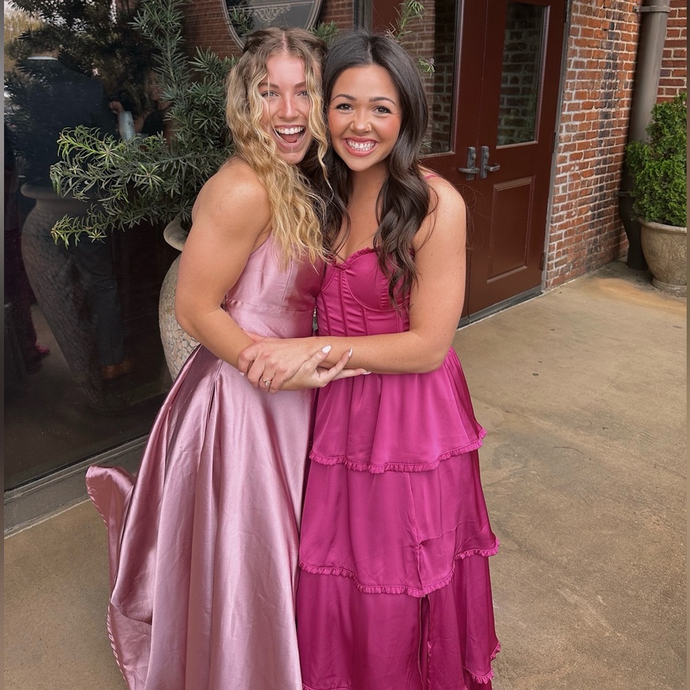 Altar'd State Magenta Lace-Up Maxi Dress